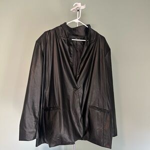 Vintage Avon Studio 1886 Black Faux Leather Blazer